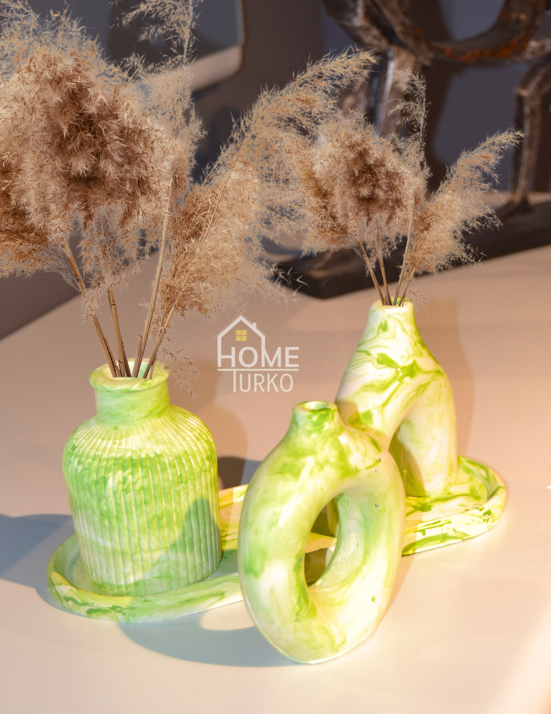 Four-Piece Bohemian Figurine and Ornament Vase Set