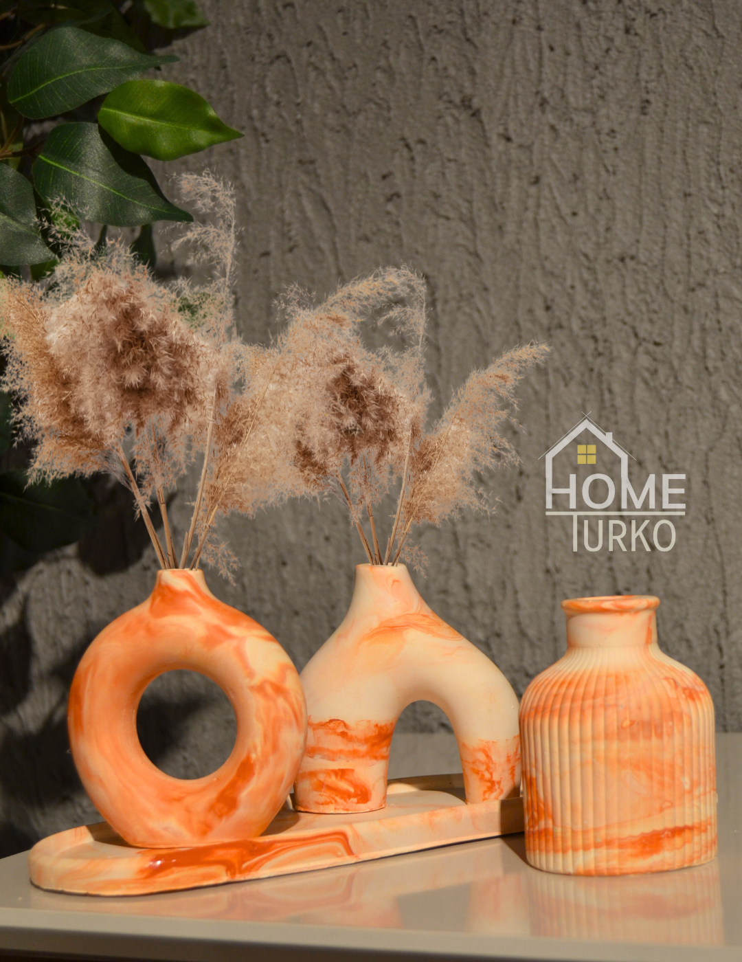 Four-Piece Bohemian Figurine and Ornament Vase Set