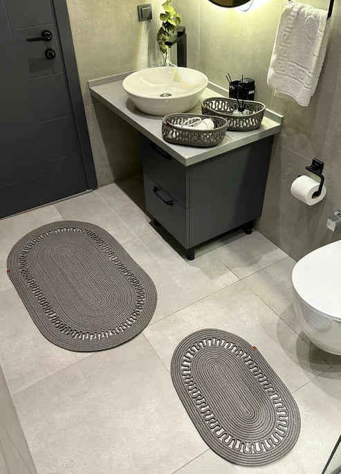 4'lü Bohem Banyo Paspas Takımı Sepetli