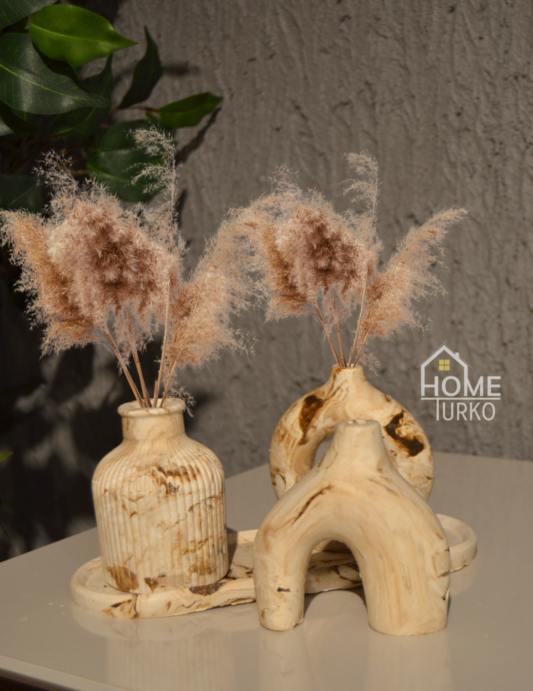 Four-Piece Bohemian Figurine and Ornament Vase Set