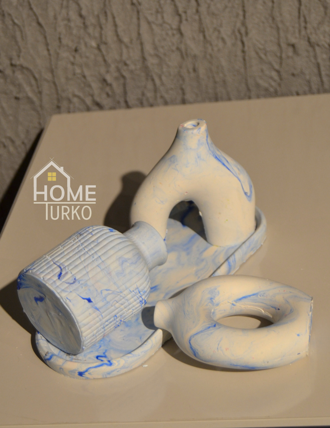 Four-Piece Bohemian Figurine and Ornament Vase Set