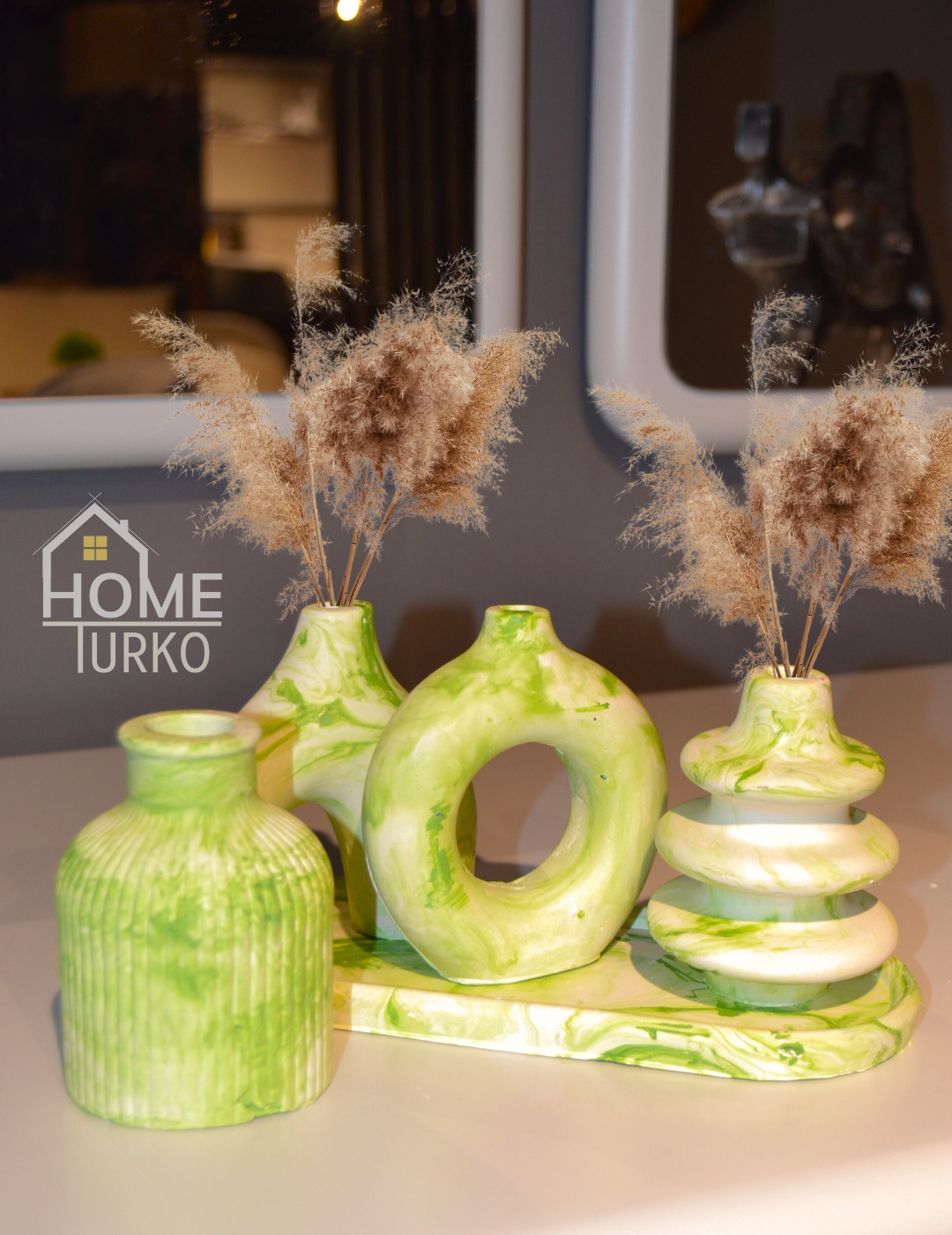 Five-Piece Bohemian Figurine and Ornament Vase Set