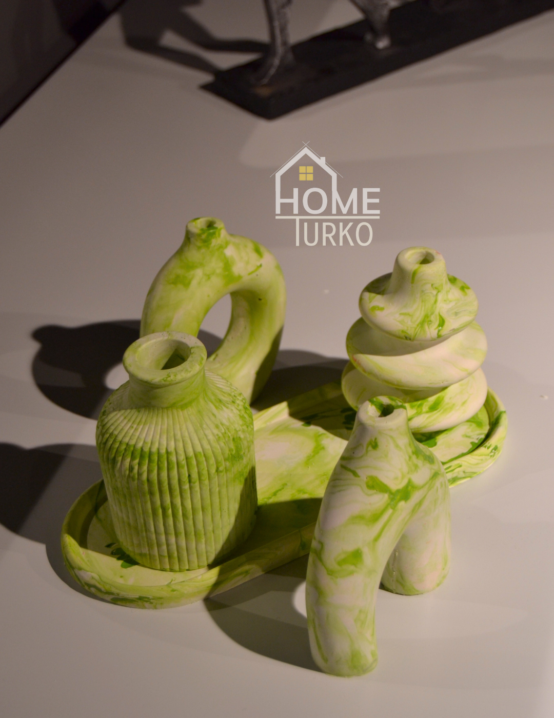 Five-Piece Bohemian Figurine and Ornament Vase Set