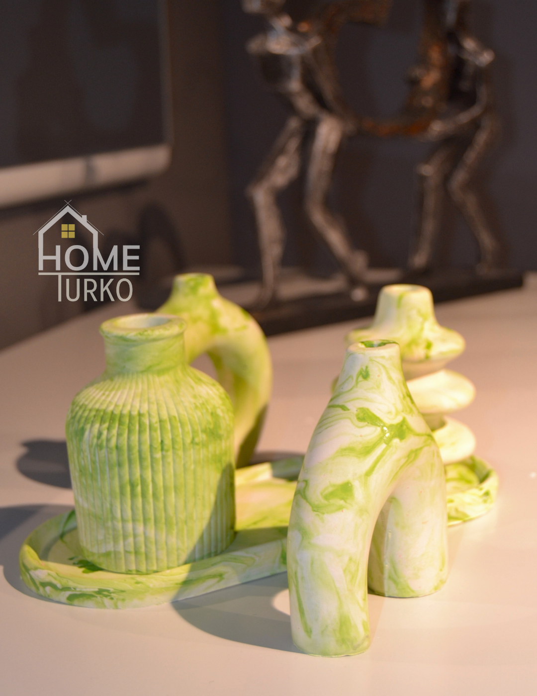 Five-Piece Bohemian Figurine and Ornament Vase Set