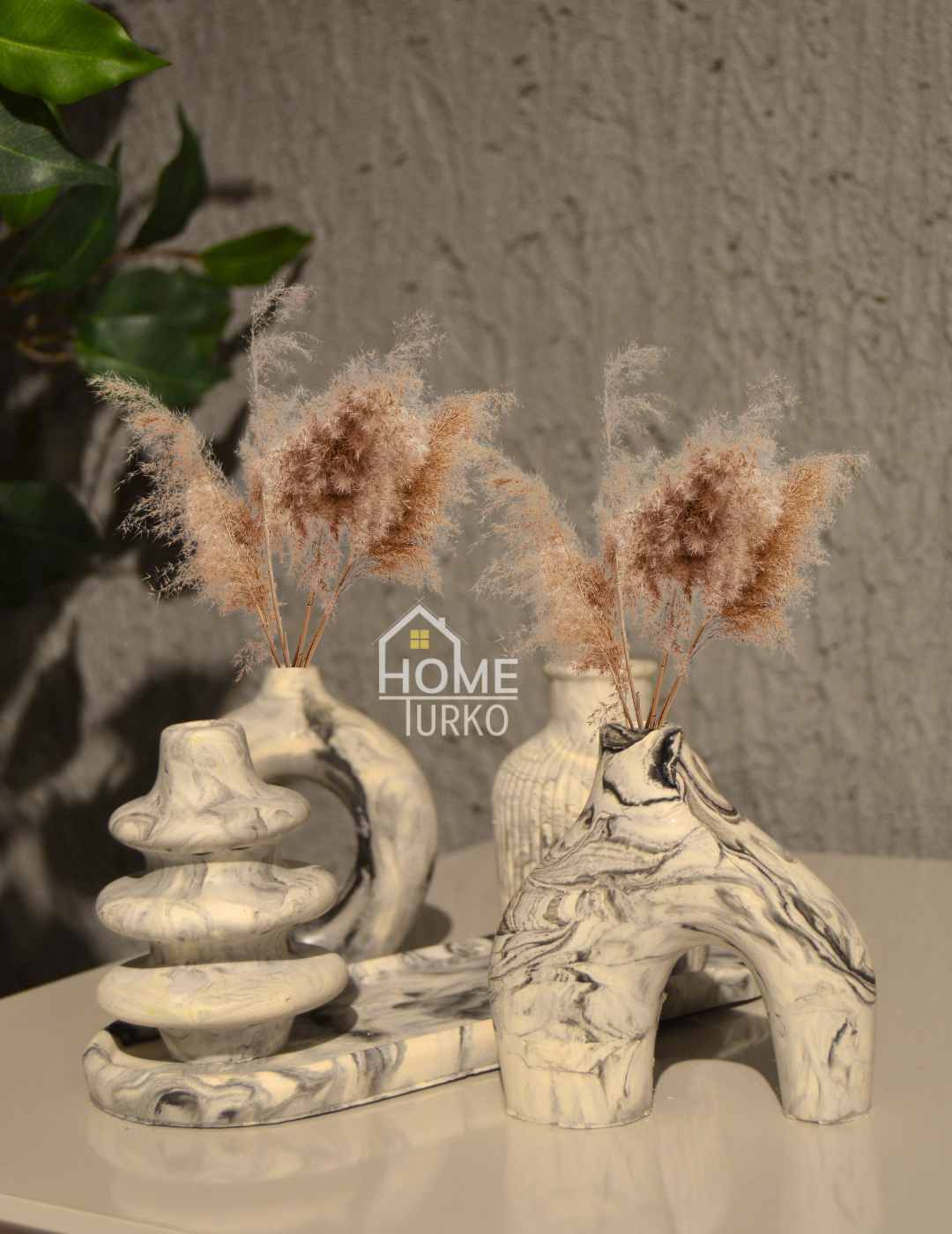 Five-Piece Bohemian Figurine and Ornament Vase Set