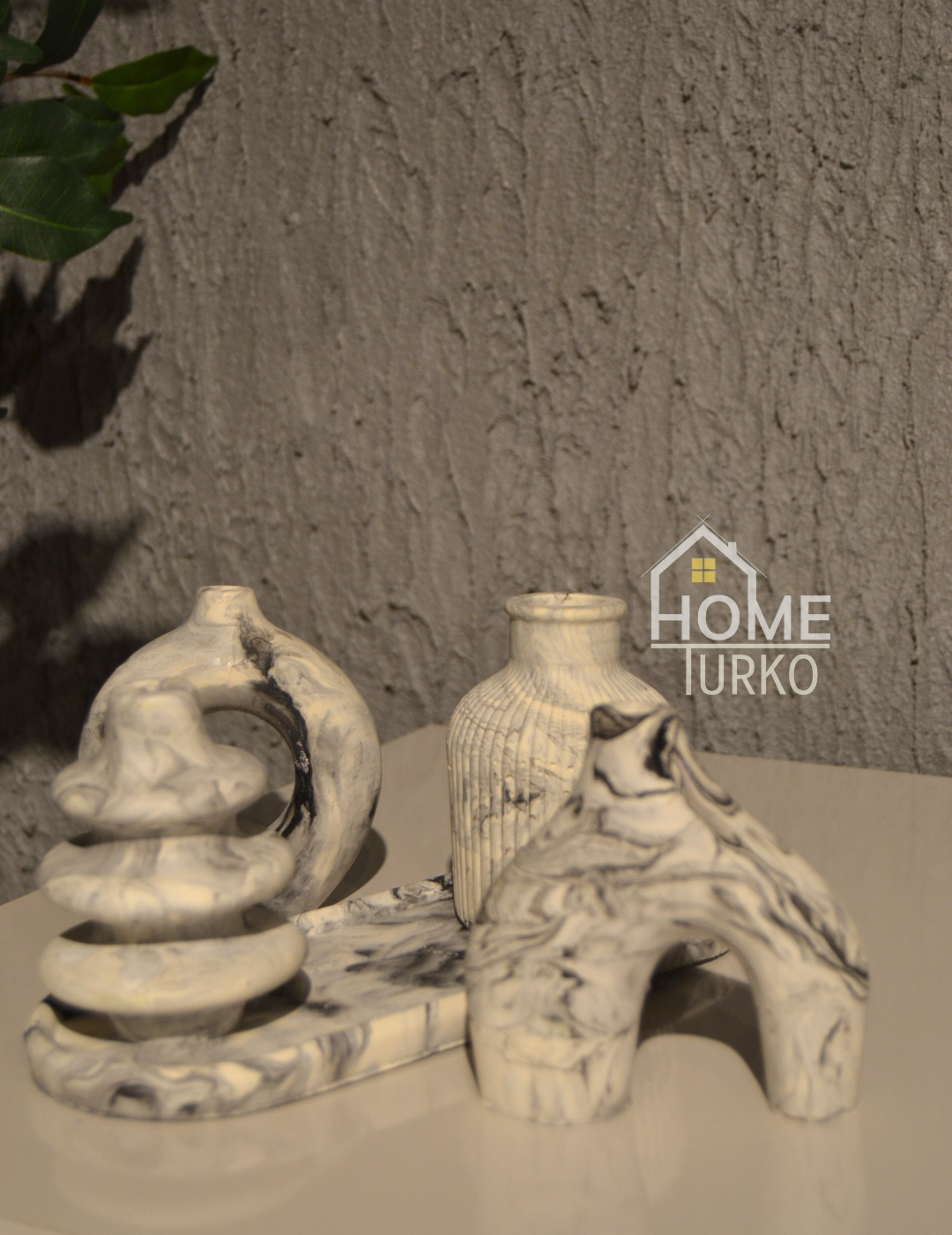 Five-Piece Bohemian Figurine and Ornament Vase Set