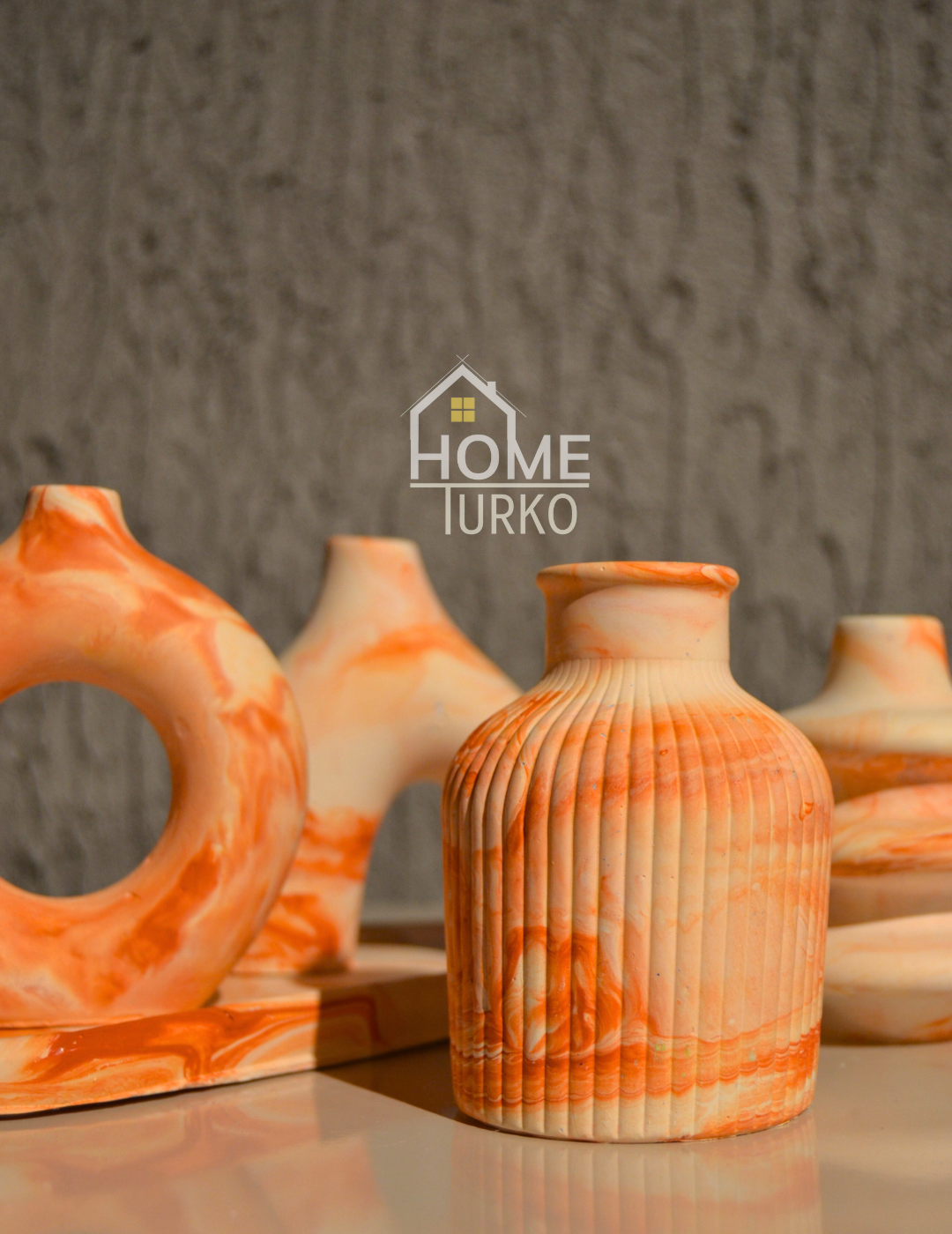 Five-Piece Bohemian Figurine and Ornament Vase Set