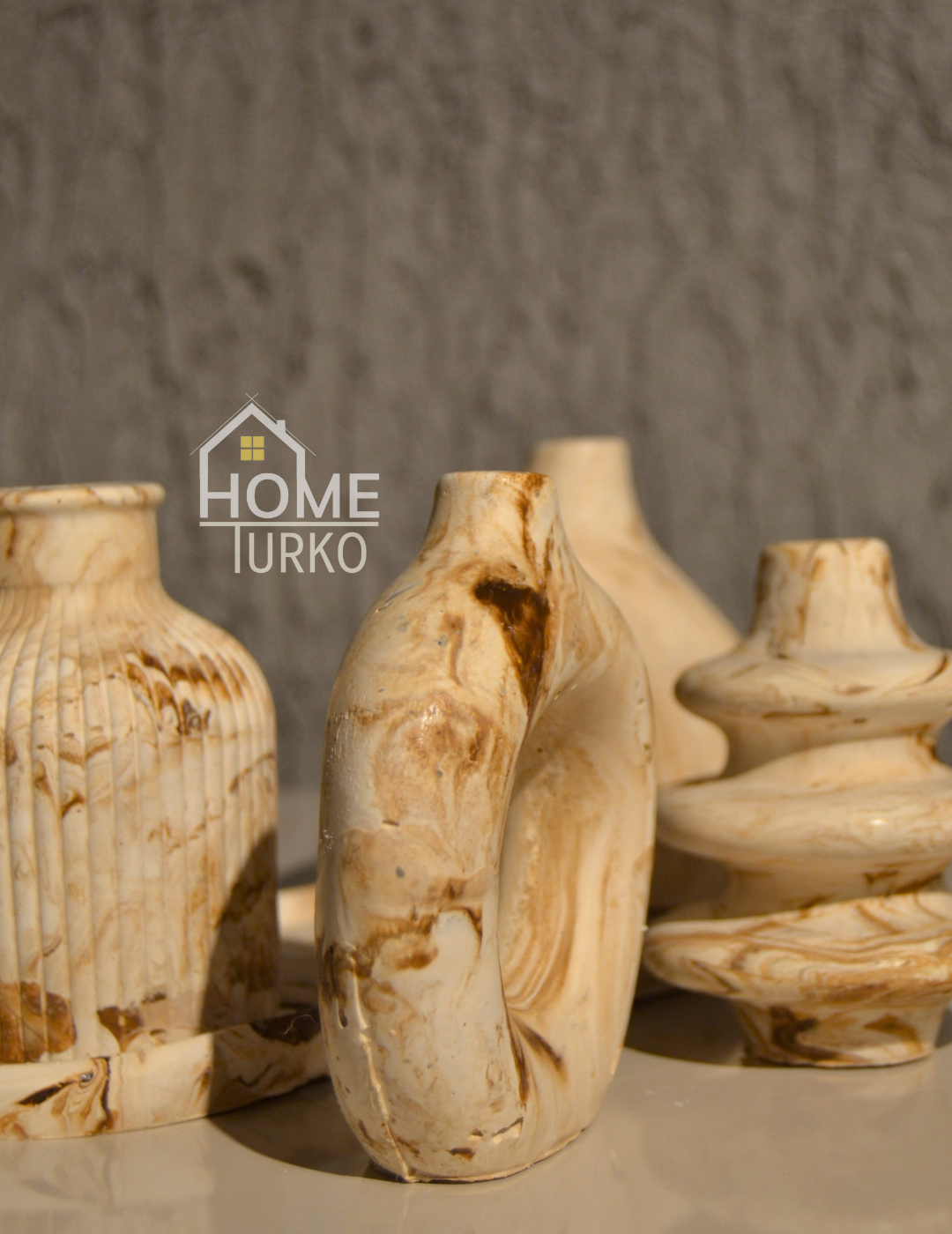 Five-Piece Bohemian Figurine and Ornament Vase Set