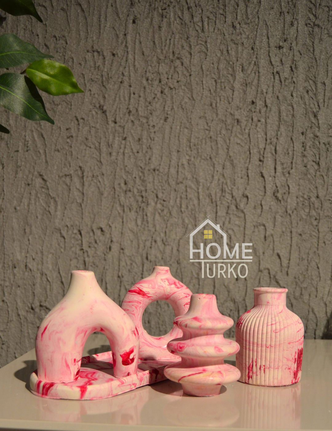 Five-Piece Bohemian Figurine and Ornament Vase Set