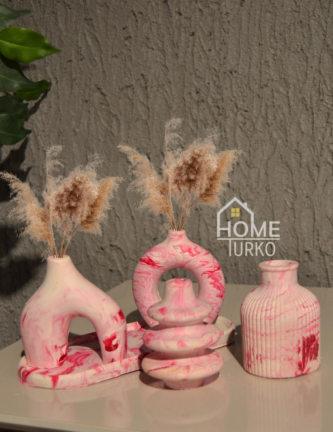 Five-Piece Bohemian Figurine and Ornament Vase Set