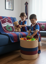 Handmade Jute Team Basket | Decorative and Multi-Purpose Storage Basket in Fan Colors