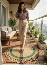 LunaLoop Yarım Ay Jüt Paspas El Yapımı Kapı Önü Banyo Balkon Kilimi