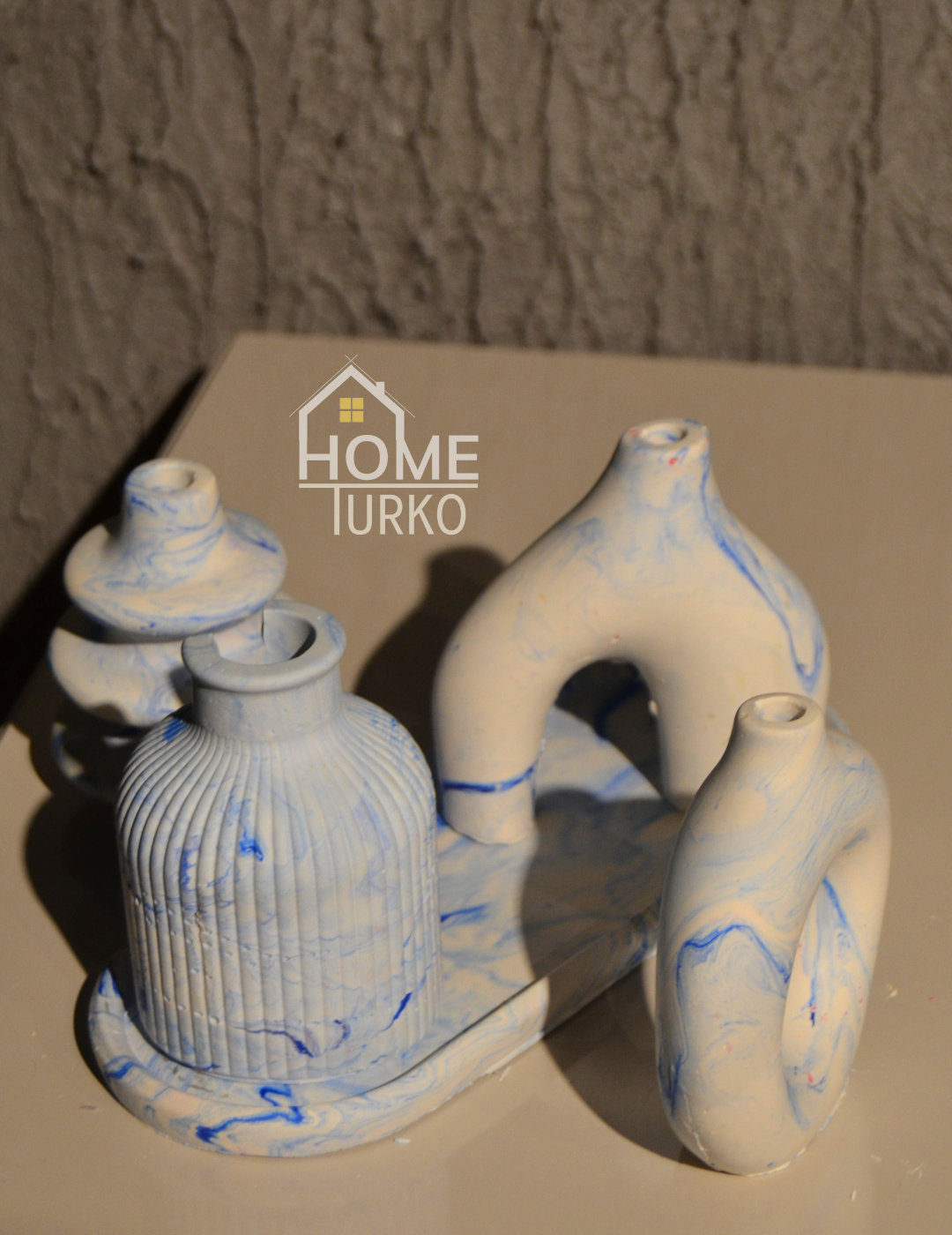 Five-Piece Bohemian Figurine and Ornament Vase Set