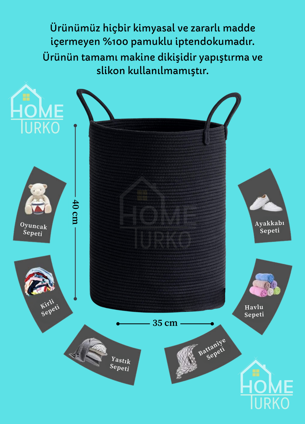 Bohem Kulplu Çamaşır Sepeti / Düzenleyici