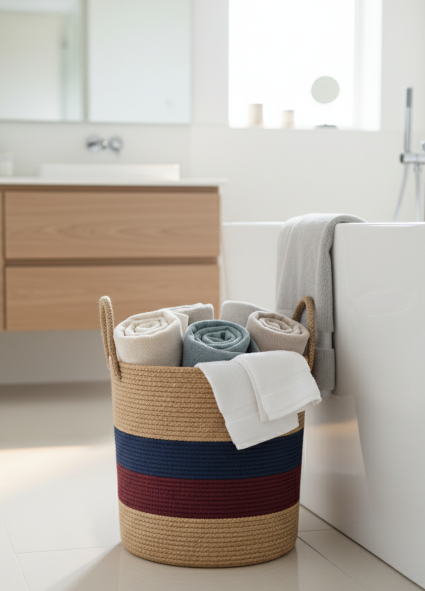 Handmade Jute Team Basket | Decorative and Multi-Purpose Storage Basket in Fan Colors