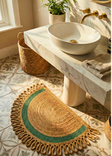 LunaLoop Yarım Ay Jüt Paspas El Yapımı Kapı Önü Banyo Balkon Kilimi