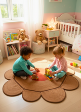 Bloom Children's Room Flower-Shaped Jute Rug Natural Straw Decorative Carpet 