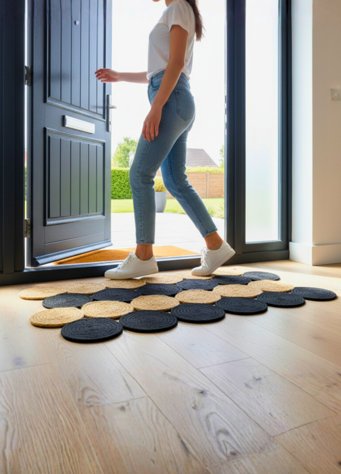 EcoWeave Jute Doormat Natural Boho Style Entrance Rug Bathroom Mat