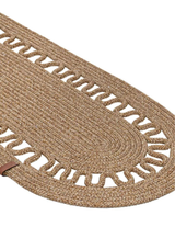 El Örgüsü Jüt Runner Oval Şerit Desenli Masa Sehpa Unite Üstü Dekoratif Örtü (30 X 70 CM)