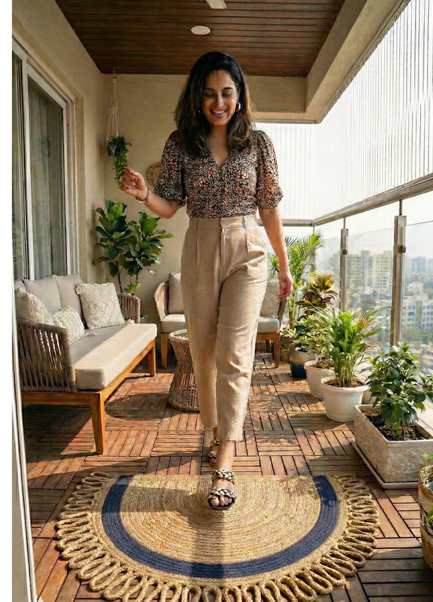 LunaLoop Yarım Ay Jüt Paspas El Yapımı Kapı Önü Banyo Balkon Kilimi