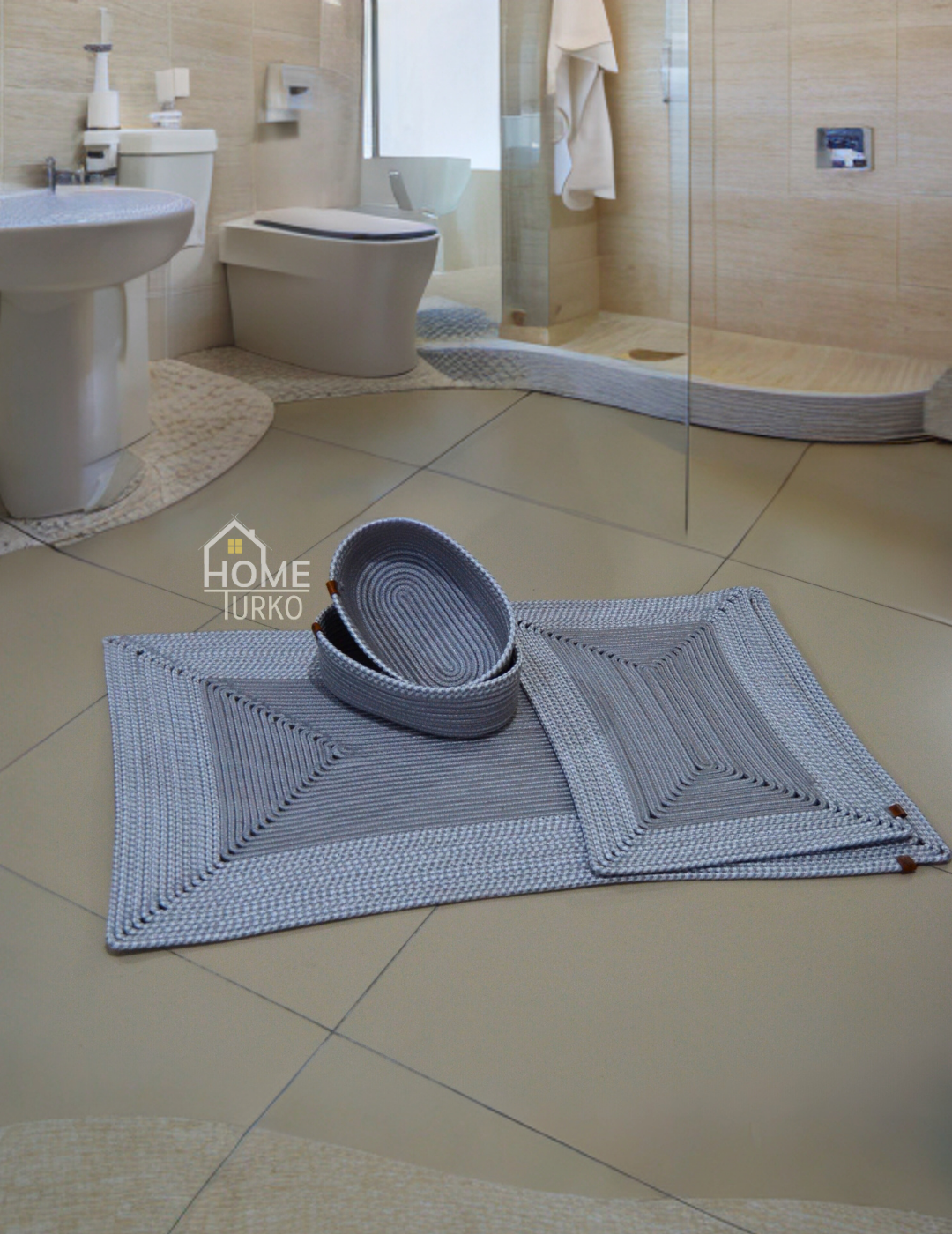 Boho Kare Banyo Paspas Takımı