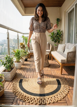 LunaLoop Yarım Ay Jüt Paspas El Yapımı Kapı Önü Banyo Balkon Kilimi