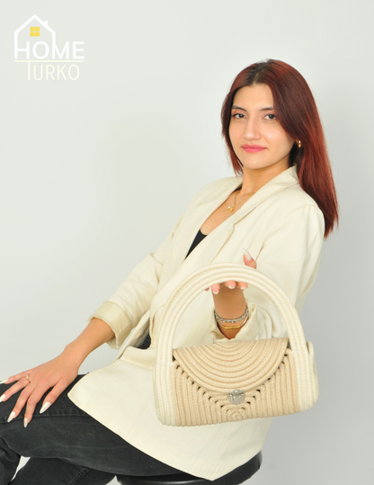 Mini Jüt Hasır Portföy Clutch