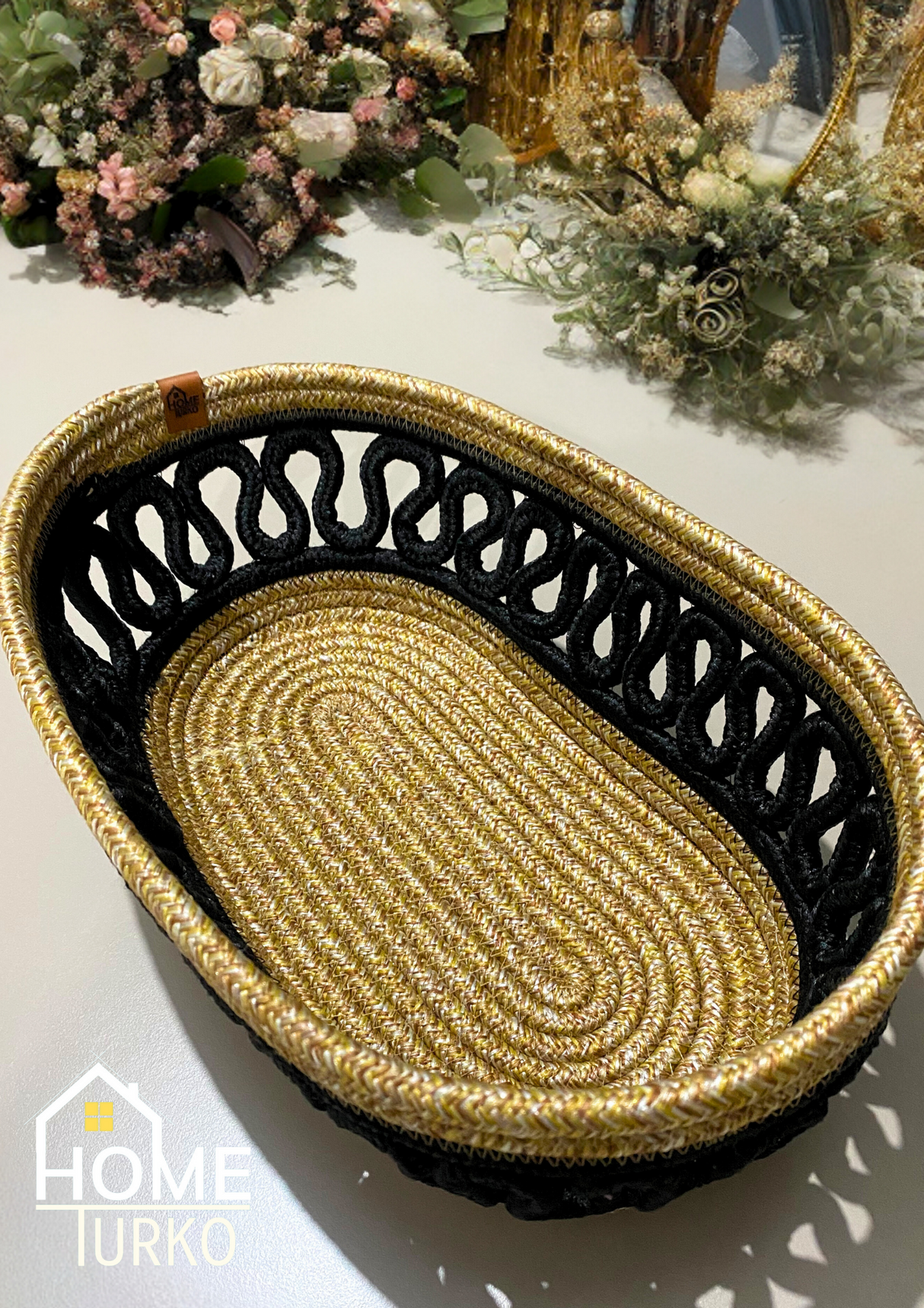 Bohem Dekoratif Oval Sepet Düzenleyici