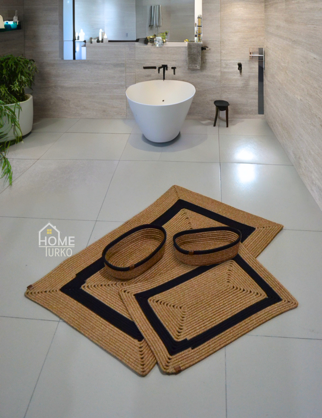 Boho Kare Banyo Paspas Takımı