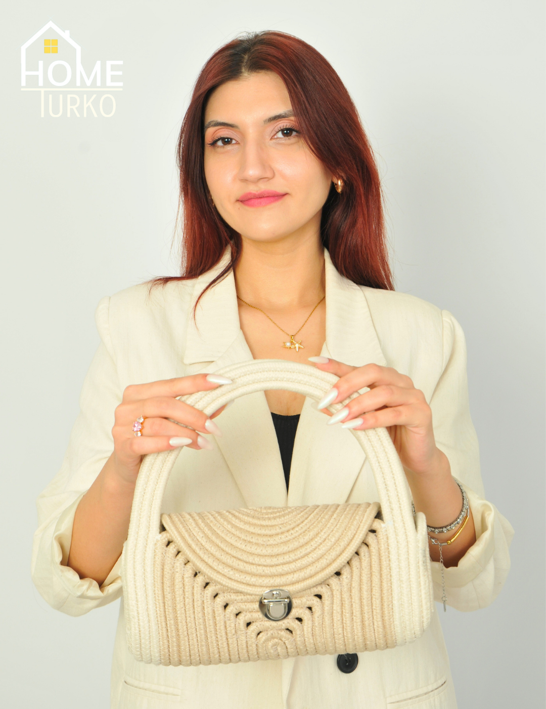 Mini Jüt Hasır Portföy Clutch