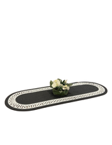 El Örgüsü Jüt Runner Oval Şerit Desenli Masa Sehpa Unite Üstü Dekoratif Örtü (30 X 70 CM)