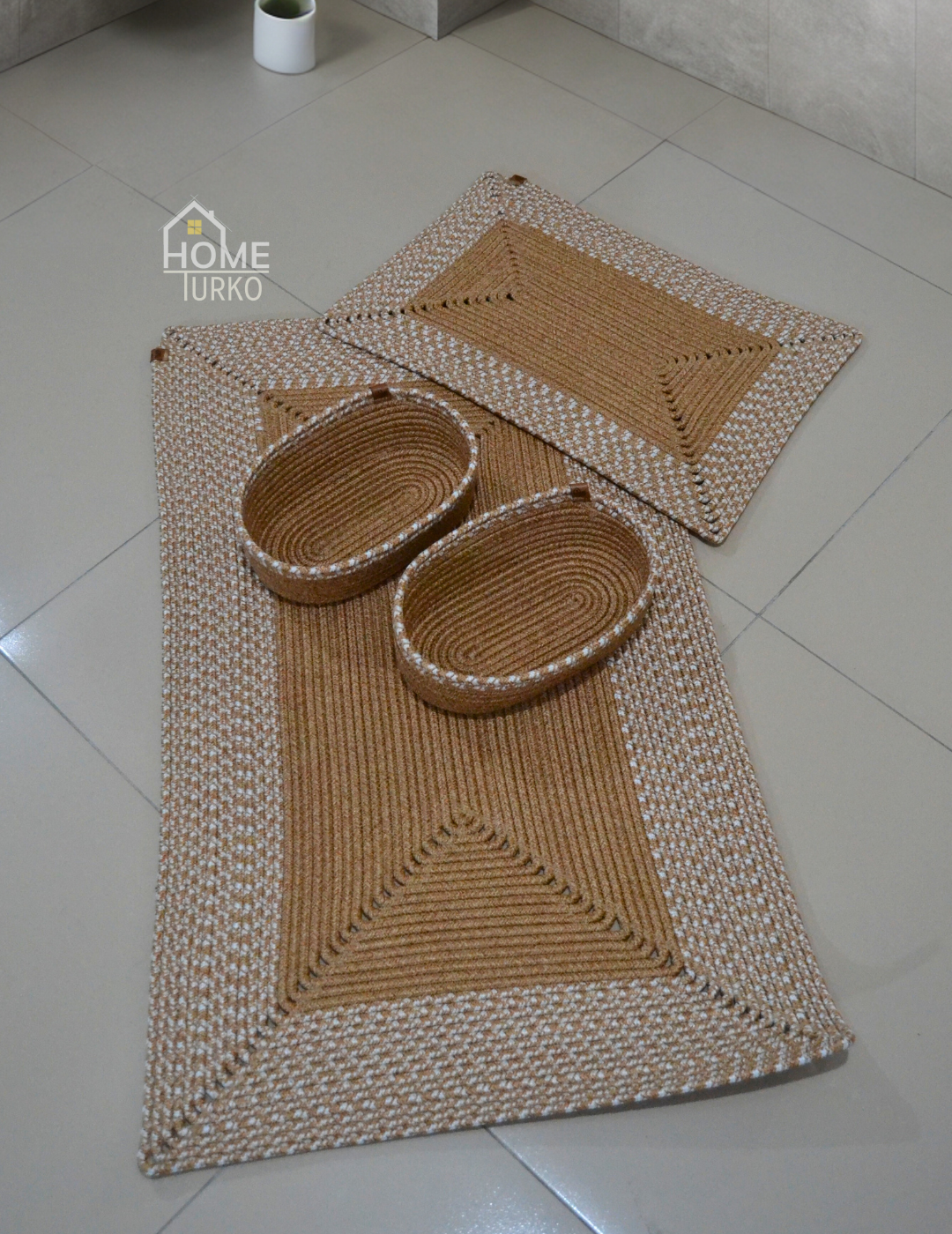 Boho Kare Banyo Paspas Takımı