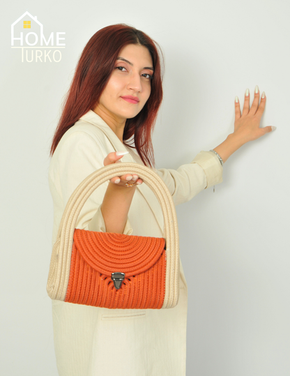 Mini Jüt Hasır Portföy Clutch