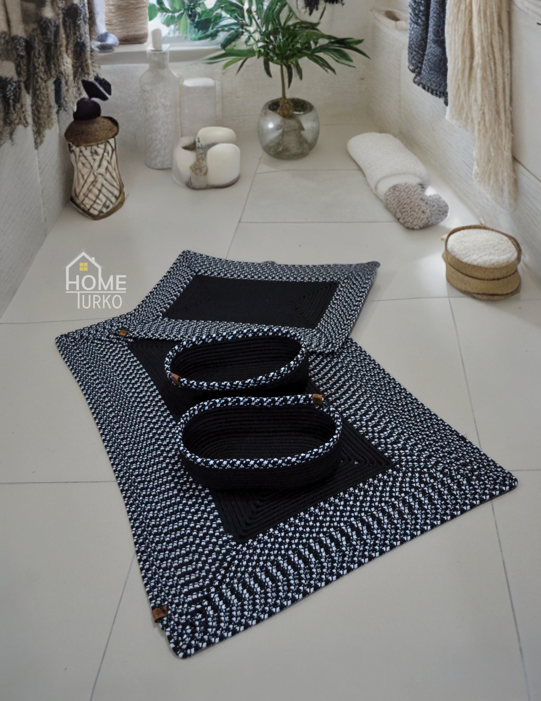 Boho Kare Banyo Paspas Takımı