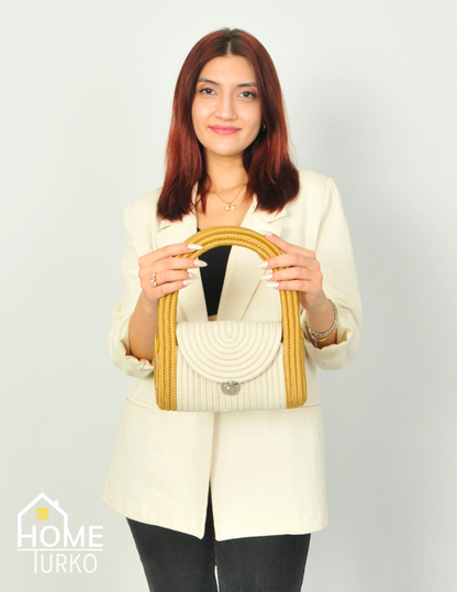 Mini Jüt Hasır Portföy Clutch