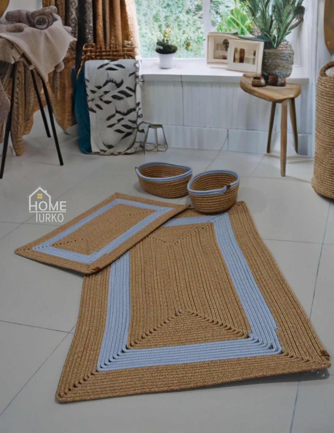 Boho Kare Banyo Paspas Takımı