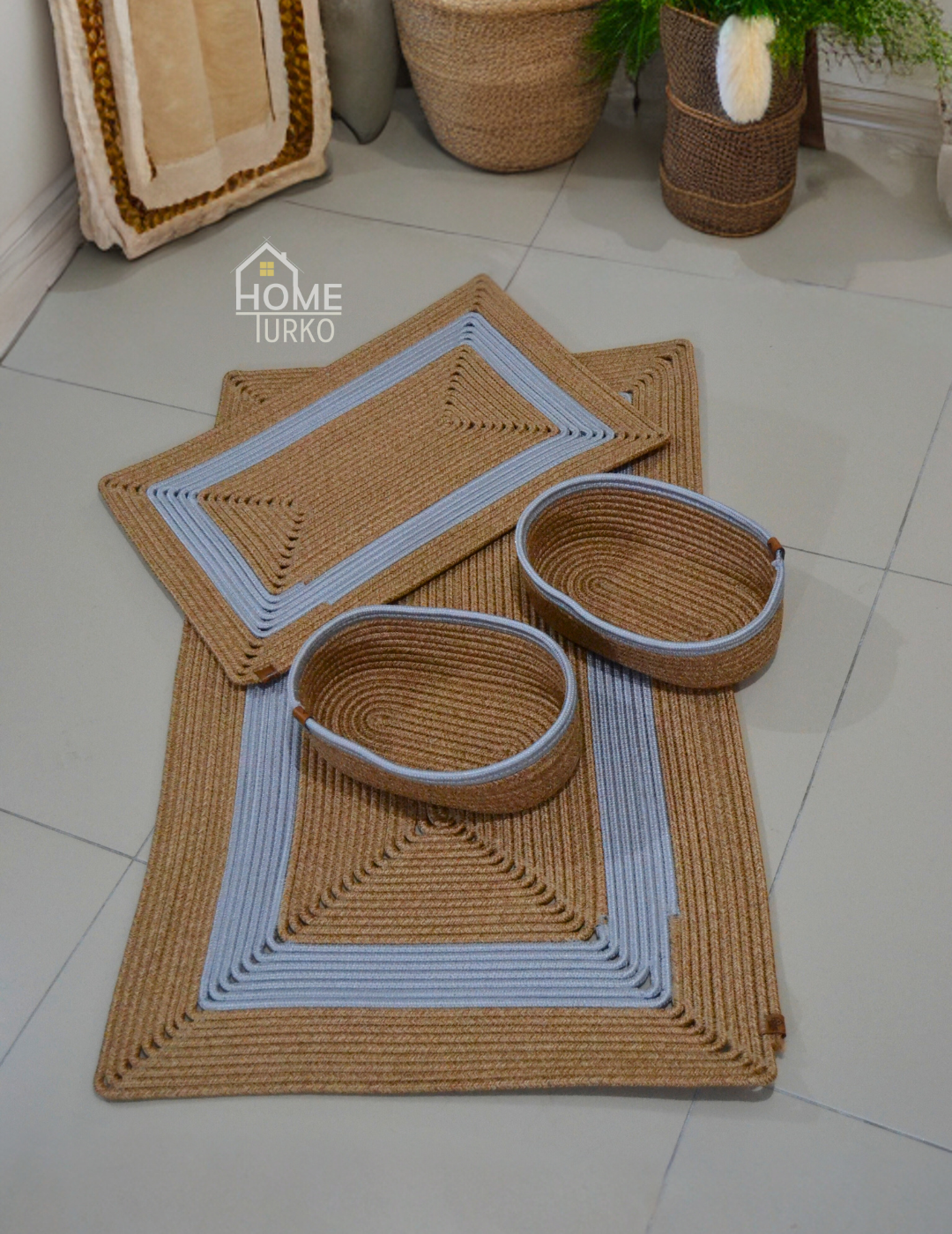 Boho Kare Banyo Paspas Takımı