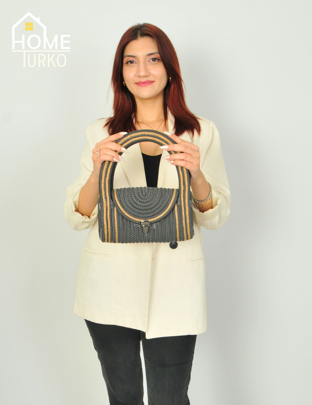 Mini Jüt Hasır Portföy Clutch