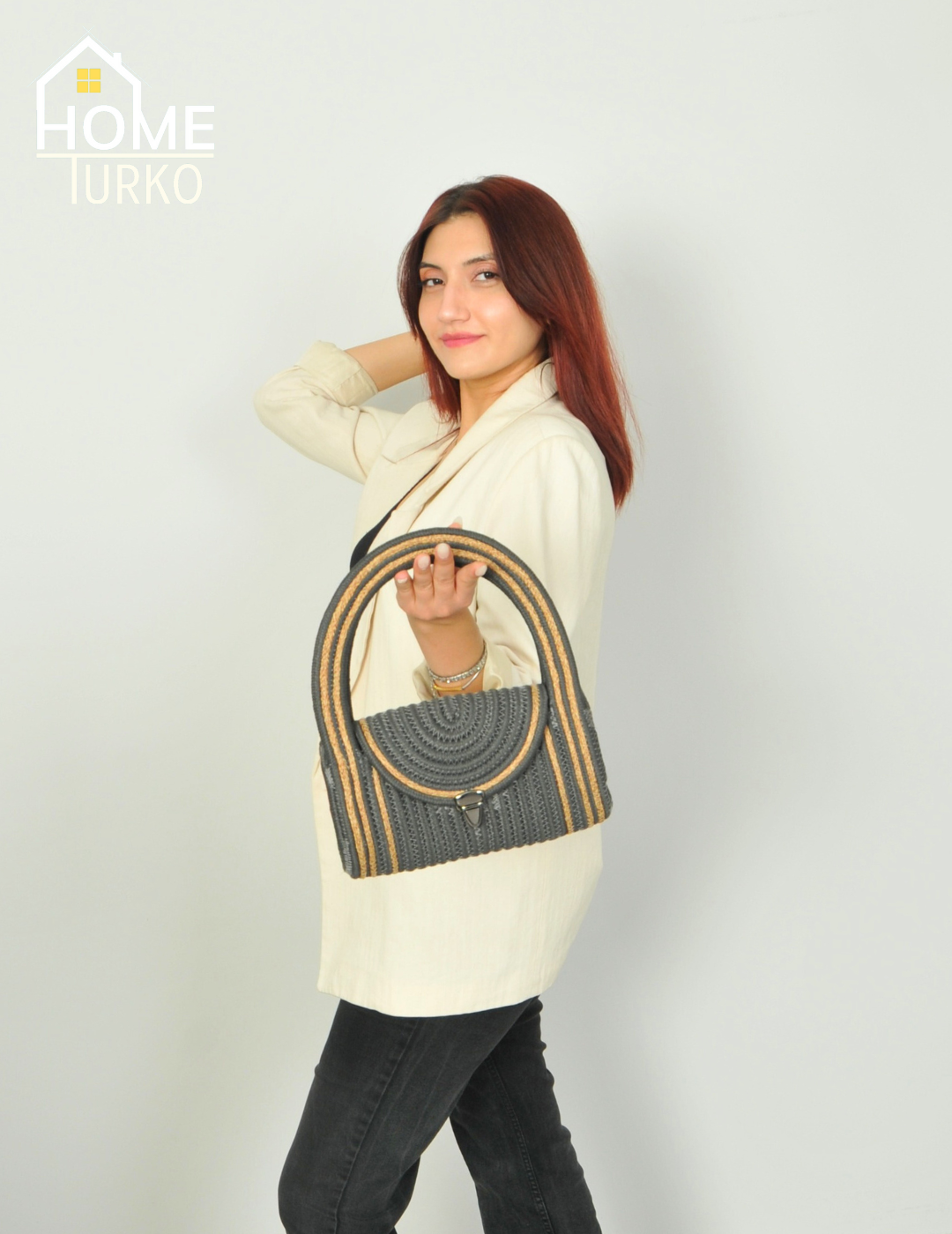 Mini Jüt Hasır Portföy Clutch