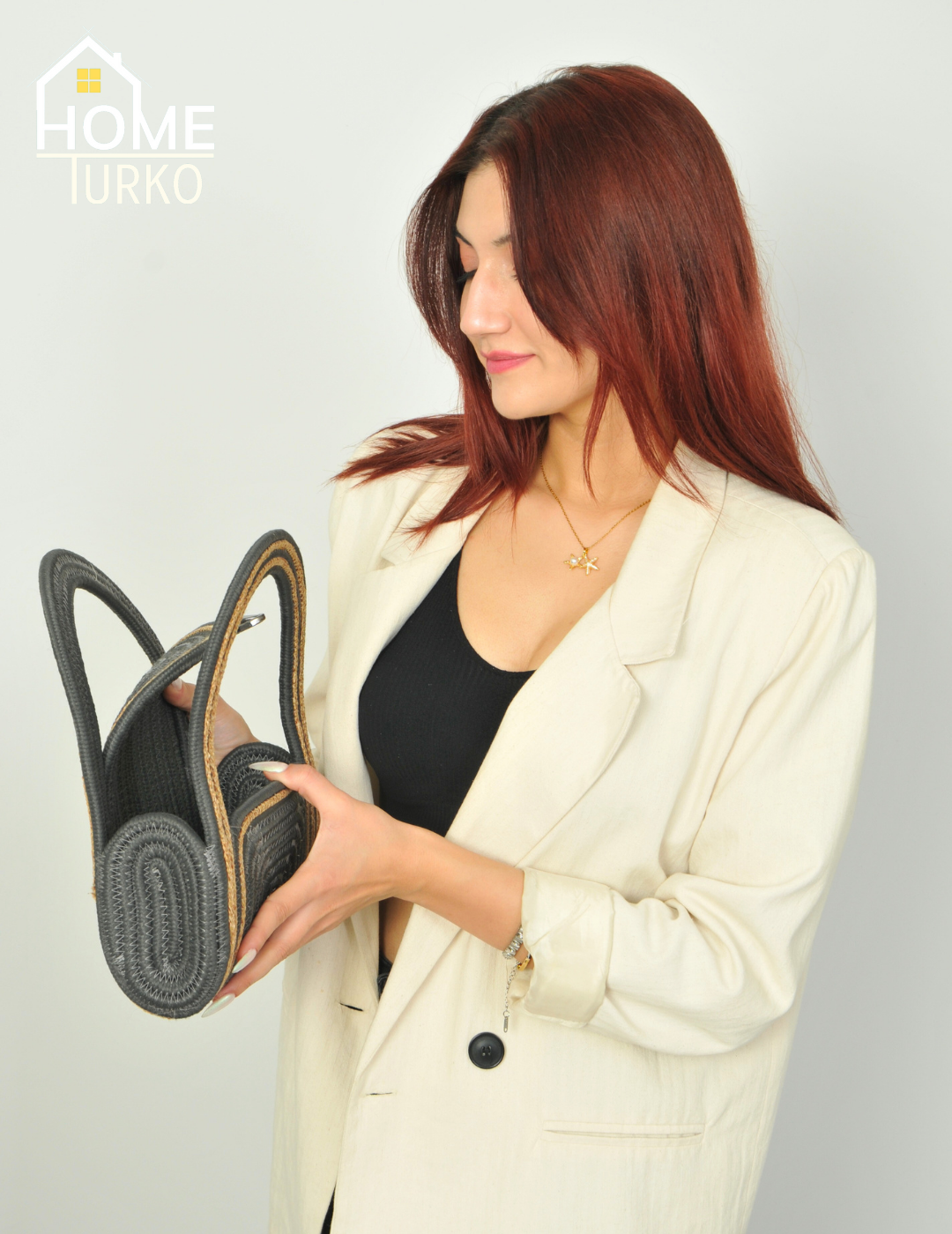 Mini Jüt Hasır Portföy Clutch