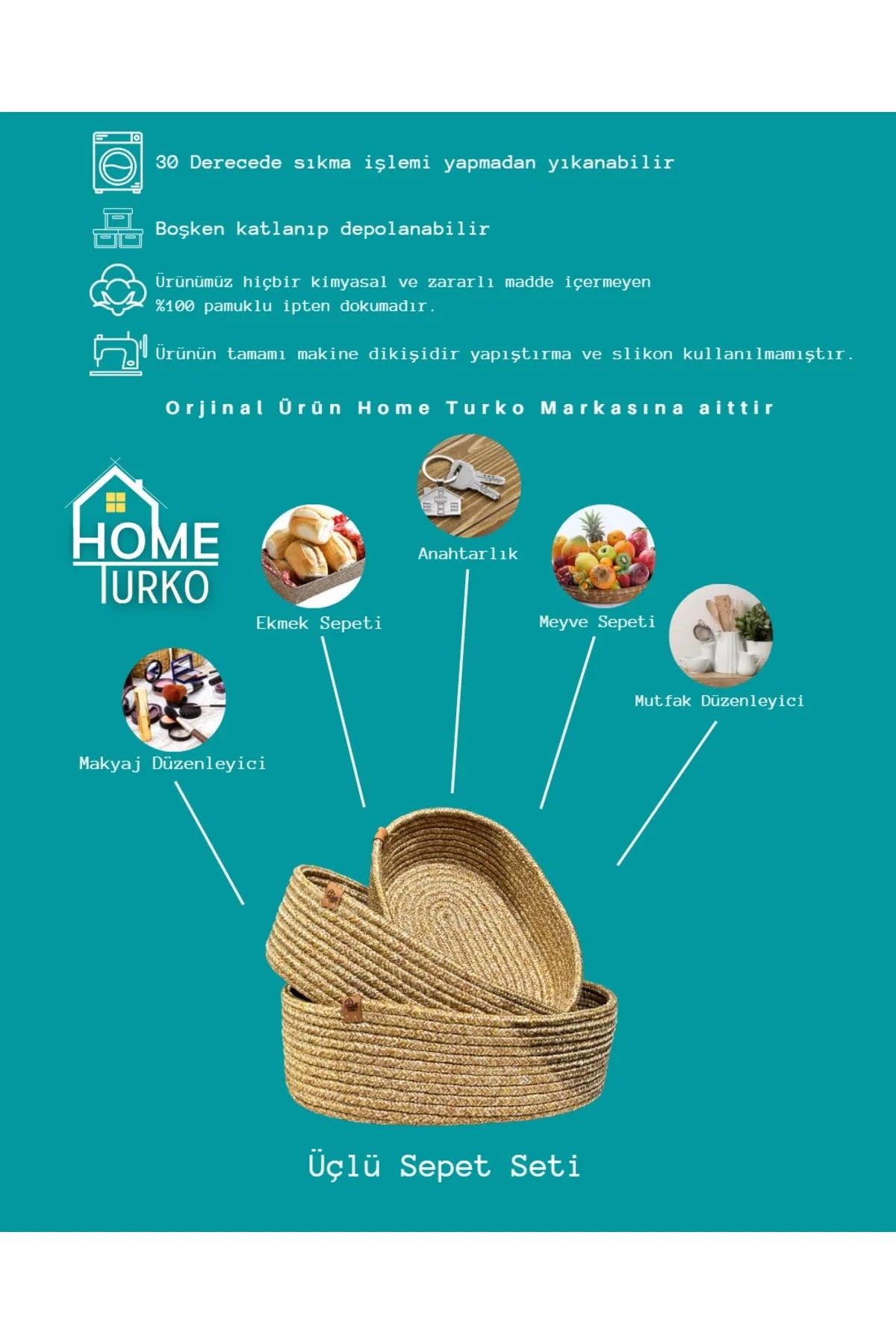 Triple Bohemian Organizer Basket Set