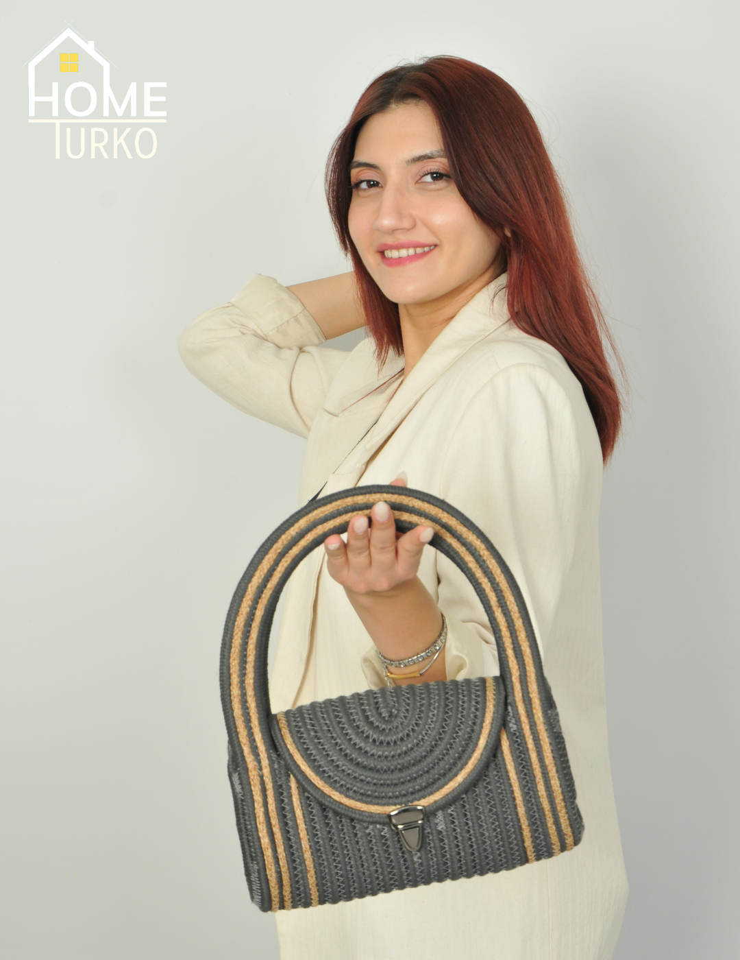 Mini Jüt Hasır Portföy Clutch