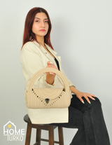 Mini Jüt Hasır Portföy Clutch
