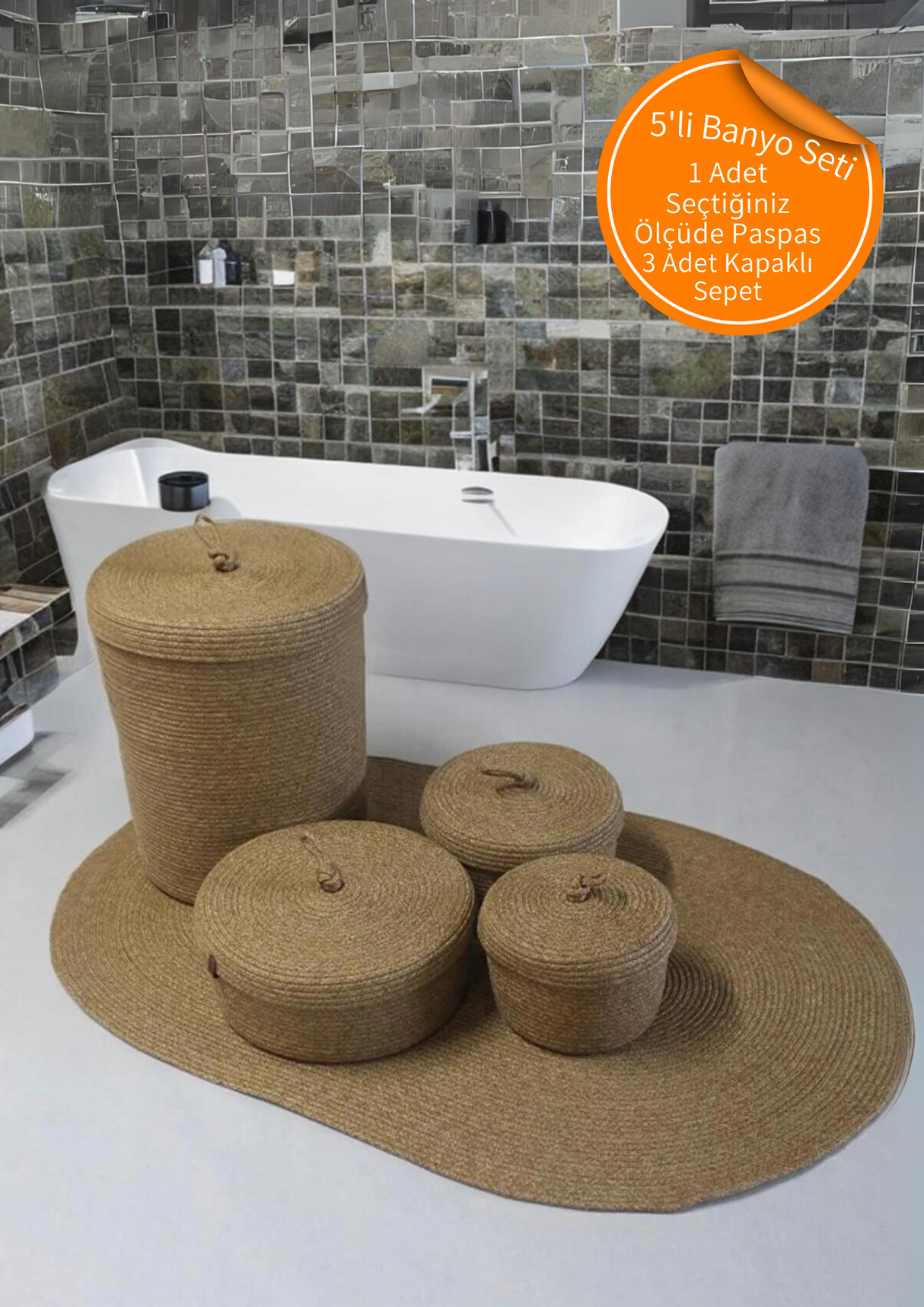 5'li Bohem Banyo Paspas Takımı