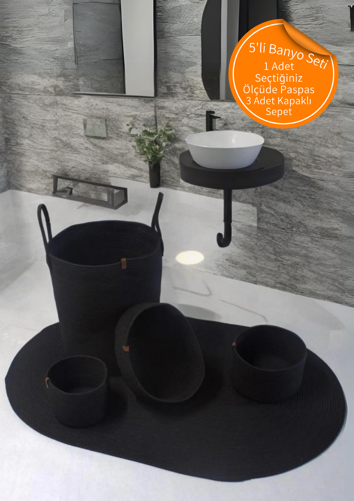 5'li Bohem Banyo Paspas Takımı
