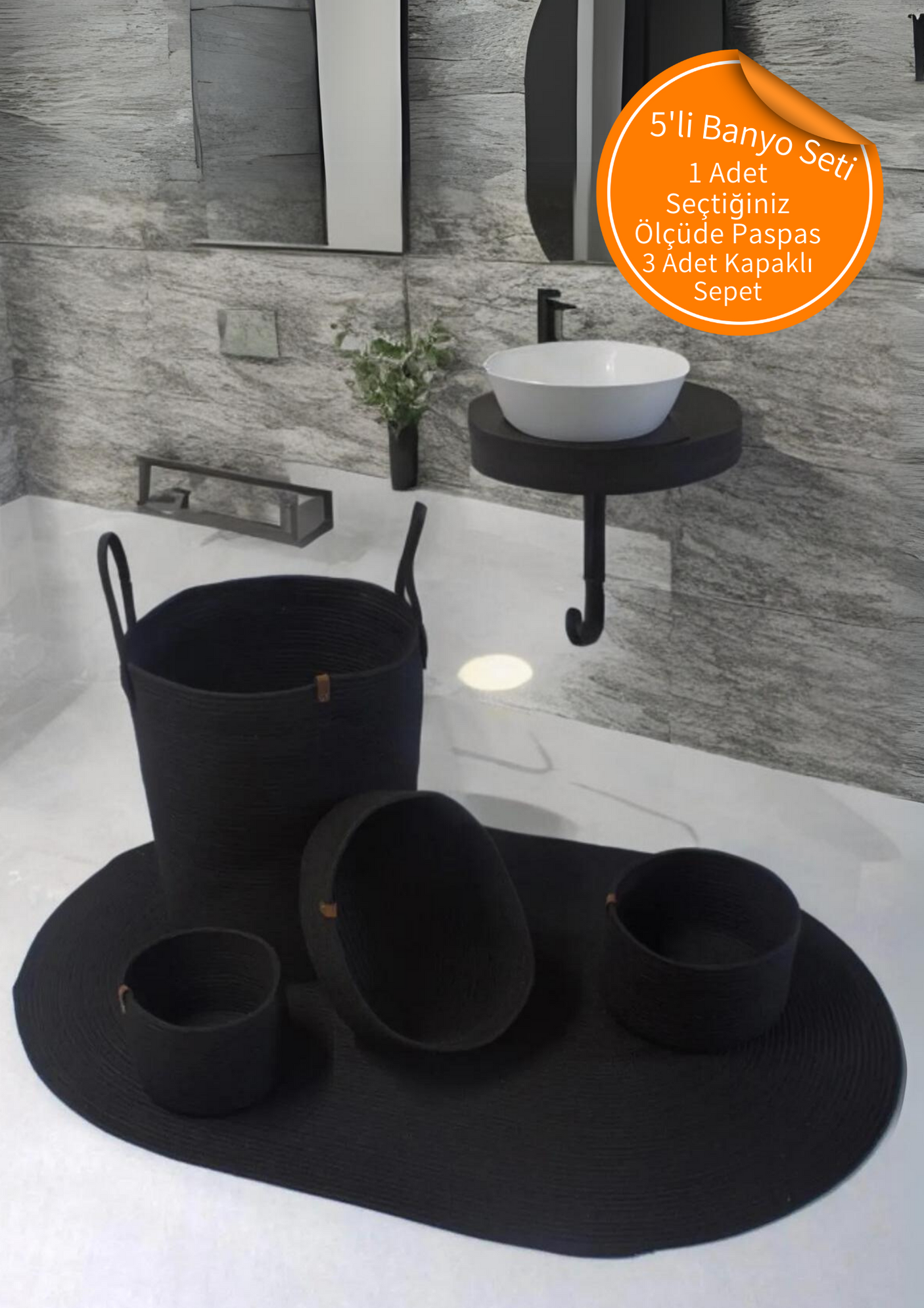 5'li Bohem Banyo Paspas Takımı