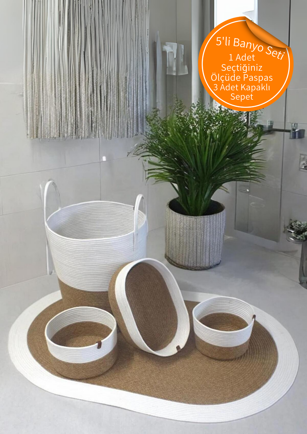 5'li Bohem Banyo Paspas Takımı