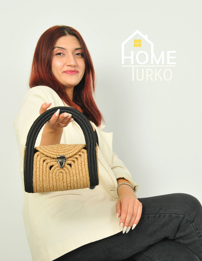 Mini Jüt Hasır Portföy Clutch