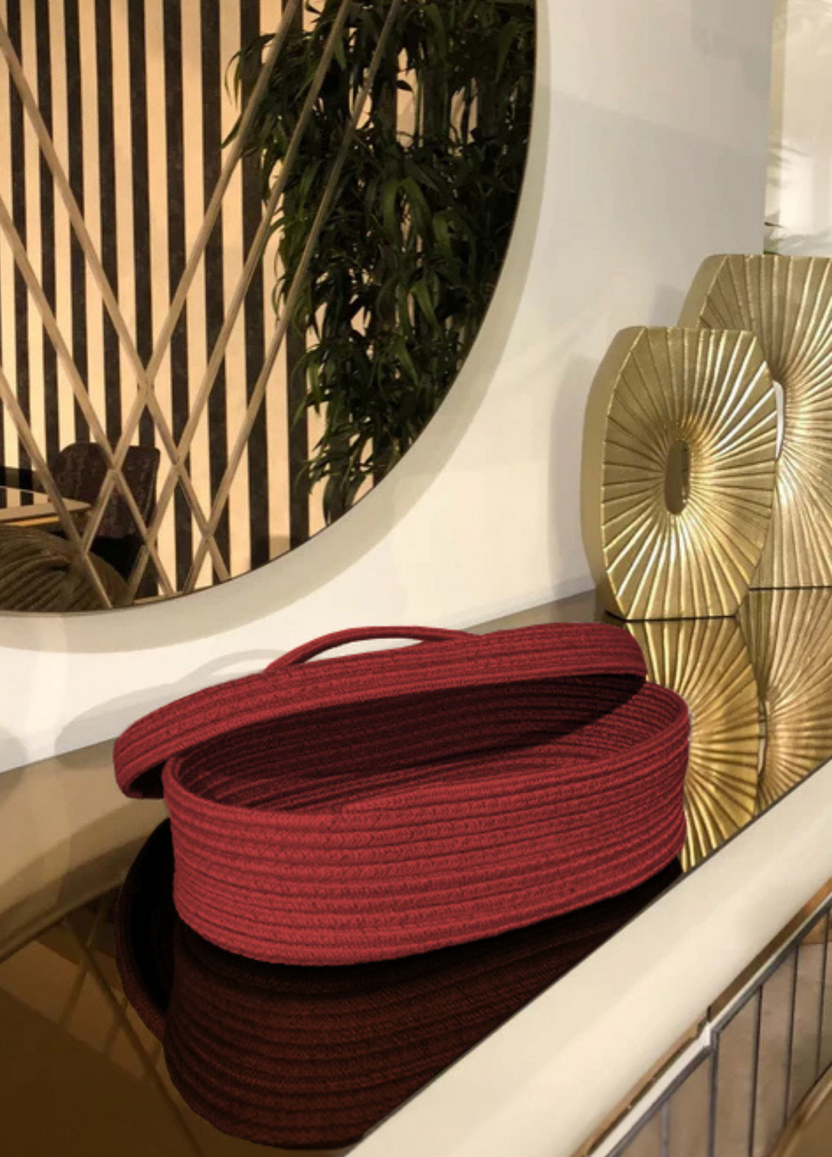 Bohem Oval Kapaklı Düzenleyici Sepet