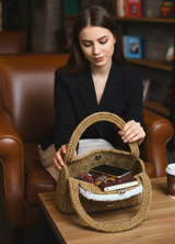 Elegant Handbag and Clutch Bag with Jute Hand Embroidery Details
